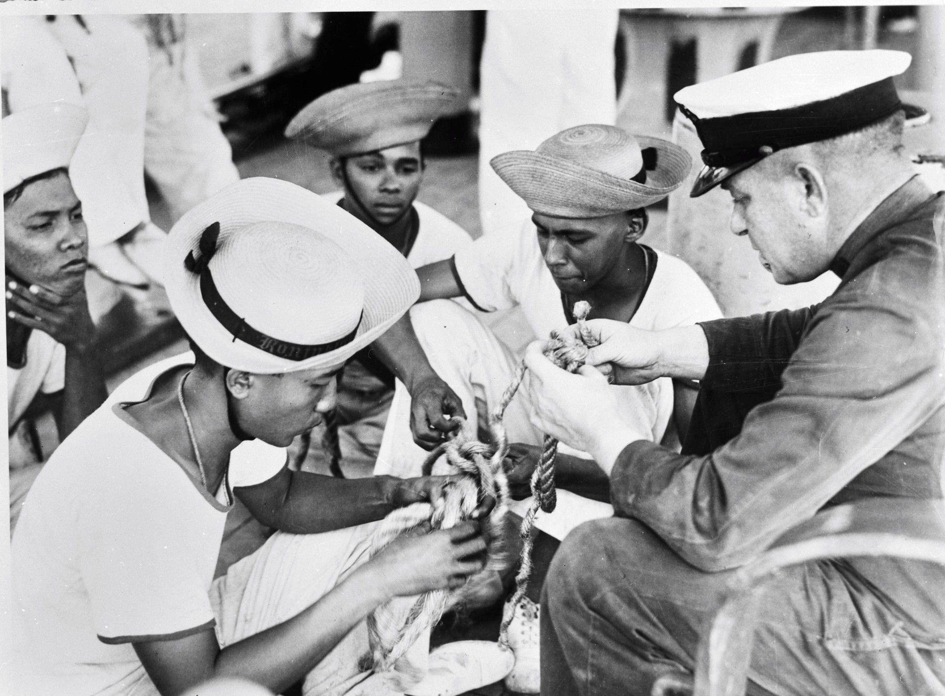 Fig 3 Indonesian sailors learn to tie knots from petty officer