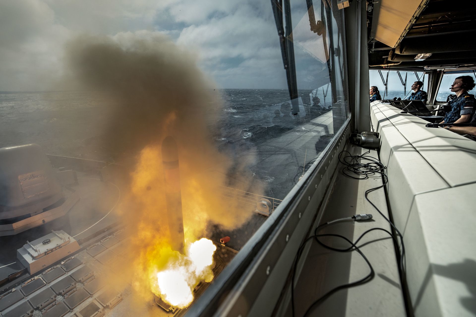 Norfolk, 11 maart 2025Zr. Ms, De Ruyter varend in de buurt van Norfolk, VS waar ze Tomahawk raket gaan lanceren.Foto: Tomahawk lancering